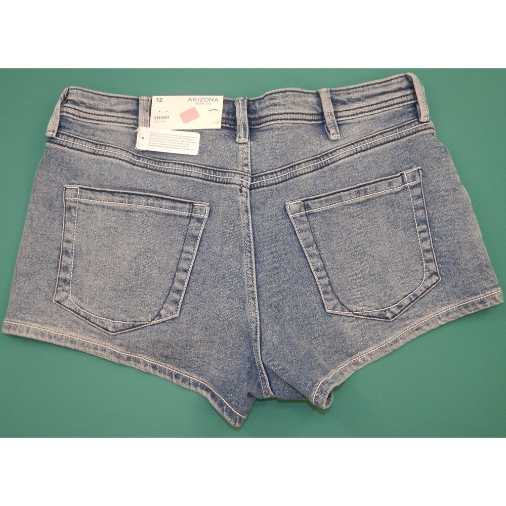 NWT Arizona Women's Juniors Size: 12 SHORT, Denim LOW RISE Jean Short Shorts